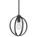 Golden Lighting - Golden Lighting Colson 1-Light Mini Pendant, Matte Black, 3167-M1LBLK - Colsion is a collection of transitional and industrial-chic fixtures. Ideal for lofts, farmhouses and contemporary interiors, curvaceous arms sit inside simple round frames. The collection is extensive with ceiling fixtures. Fixtures may be purchased with or without metal mesh shades. The optional shades shield the exposed bulb of these elemental fixtures. The fixtures are available in four finishes: A soft Pewter, dark Etruscan Bronze, smooth Matte Black, and stunning Olympic Gold to suit your tastes. This mini pendant is an eye-catching accent that creates a soft glow for task lighting. It can be hung individually or arrayed in a group.