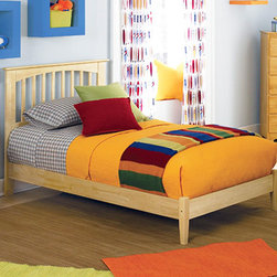 Brooklyn Platform Bed with Open Footrail in Natural Maple Finish - Platform Beds