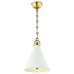 Hudson Valley Lighting - Plaster No.1 Small Pendant, Aged Brass, White Plaster Steel Shade - Designed by Mark D. Sikes