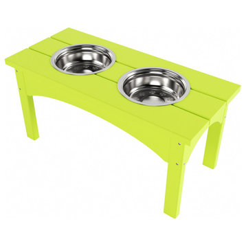 WestinTrends Elevated Modern Pet Stand Feeder for Cats & Dogs, Stainless Bowls, Lime