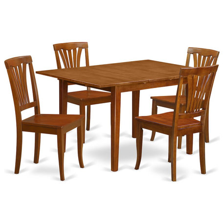 5-Piece Small Kitchen Table Set, Small Kitchen Table and 4 Chairs, Saddle Brown