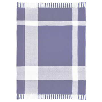 Purple Woven Cotton Checkered Throw Blanket