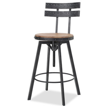 GDF Studio Modern Industrial Design Counter/Bar Stool, Adjustable Seat Height, Textured Back
