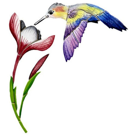 Hummingbird with Flower Ceramic Swimming Pool Mosaic 8"x12"