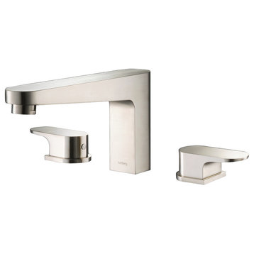 3 Hole Deck Mount Roman Tub Faucet, Brushed Nickel