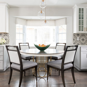 Table with Gold base and wood chairs