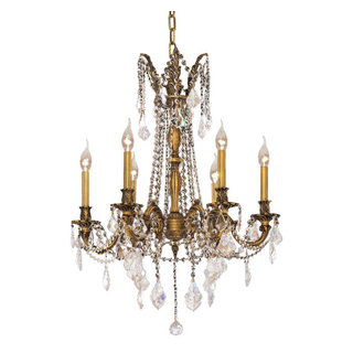 Vesca 6 Light 120V Chandelier in French Gold with Clear Heritage Handcut Crystal