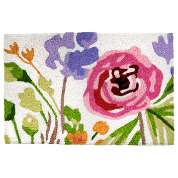 Happy Flowers, Indoor Outdoor Accent Doormat, 20"x30"
