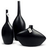 Bottle Ceramic Short Vase in Black Matte 16"H