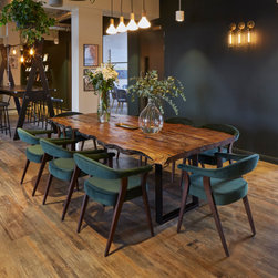 Tiger Oak bespoke live-edge table for CoSpace Reading - Dining Tables