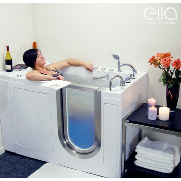 Ella Royal 32"x52" Acrylic Massage Walk-In Bathtub Inward Swing Door, Dual Drain