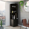 Seattle Corner Bar Cabinet with Glass Rack, and 8 Wine Cubbies, Black