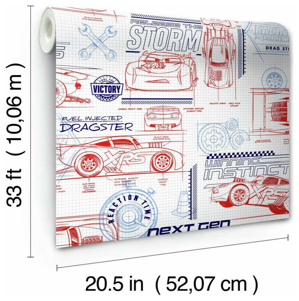 Disney and Pixar Cars Schematic Wallpaper Contemporary Kids Wall — free download