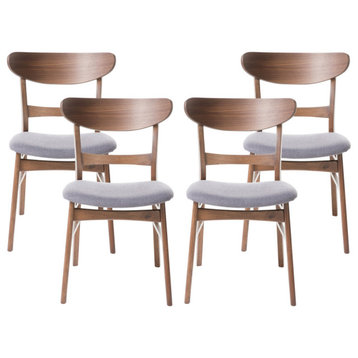 Skylar Dining Chairs, Set of 4, Dark Gray/Walnut