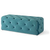 Modway Amour 48" Tufted Button Entryway Performance Velvet Bench in Sea Blue