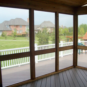 Screen Room with TimberTech Deck & Unilock Patio in Kildeer, IL