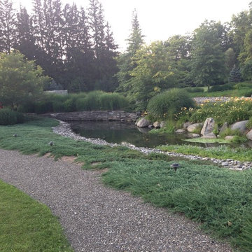 Japanese Garden: pea stone walk and stream