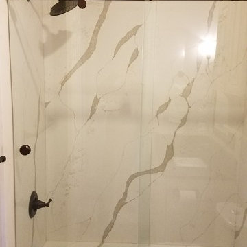 Statuario Quartz slabs, Tub Deck and Surround