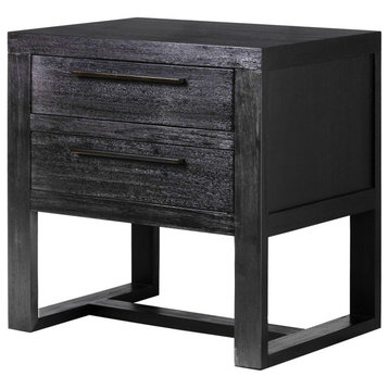 Pacifica Nightstand Wire brushed Ebony Oak, Set of 2