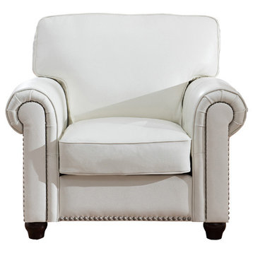Barbara Leather Craft Chair, Ivory White