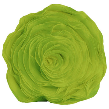 Hayley Rose Chiffon Decorative Throw Pillow With Filler, 16" Round, Lime
