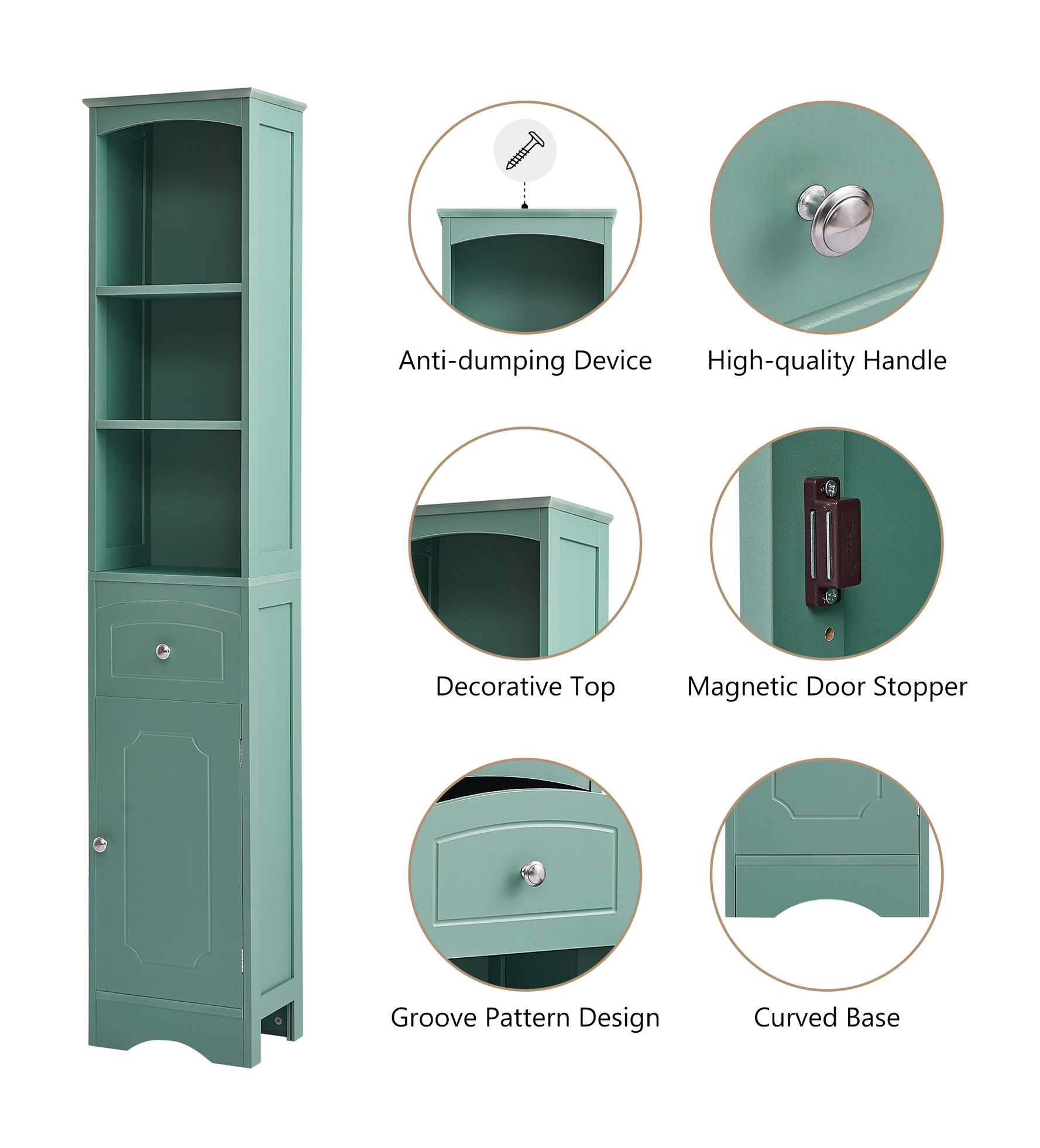 TATEUS Tall Bathroom Cabinet, Freestanding Storage Cabinet ...