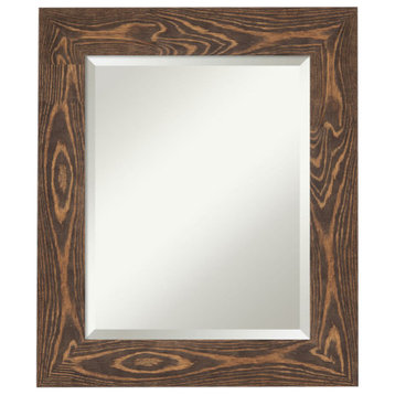 Bridge Brown Beveled Wood Bathroom Wall Mirror - 22 x 26 in.