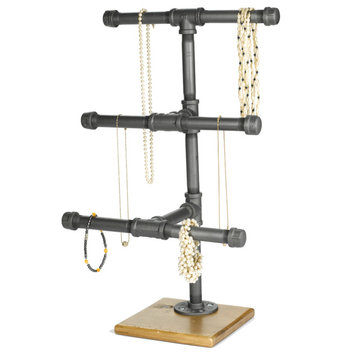 Jewelry Display Rack, 3-Tier Industrial Style Pipe