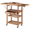 Winsome Barton Transitional Solid Wood Kitchen Cart in Bamboo