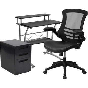 Flash Computer Desk/Office Chair/Mobile Filing Cab, Black
