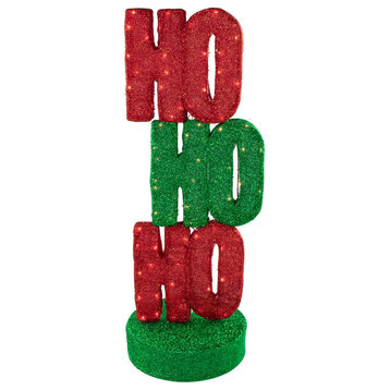 39" Lighted Red and Green 'Ho Ho Ho' Outdoor Christmas Sign Decoration