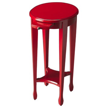 Butler Arielle Yellow Round Accent Table, Red
