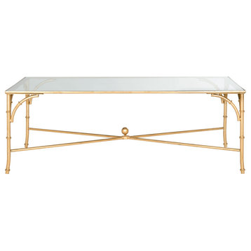 Rico Coffee Table, Gold/Tempered Glass Top