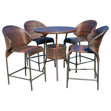 GDF Studio 5-Piece Bennett Outdoor Counter Stool Bar With Ice Pail Set