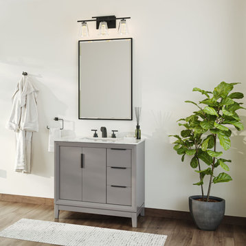 The Ezra Bathroom Vanity, Cashmere Gray, 36", Single Sink, Freestanding