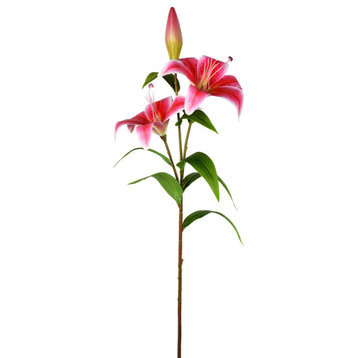 Artificial Lily Spray , Pink, 33.5"