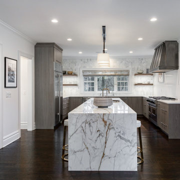 Beautiful Bleached Walnut Kitchen with a 16' Island