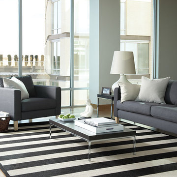 Willoughby Concentric Rectangle Braided Rugs, Black/White