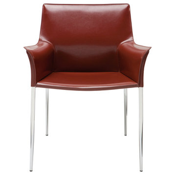 Colter Leather Armchair With Steel Legs, Bordeaux