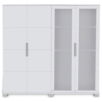 72” Modern Hayes White Matte Lacquer Double Cabinet Storage Unit