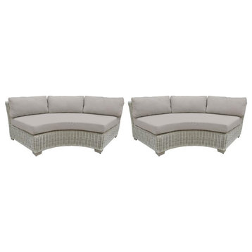 Afuera Living Curved Armless Outdoor Wicker Patio Sofa 2 Per Box in Beige