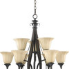 Randolph Nine-Light Oiled Bronze with Antique Gold Chandelier