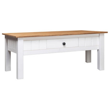 vidaXL Coffee Table Accent Sofa End Table White Solid Pine Wood Panama Range