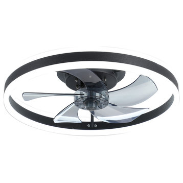 20 in. W x 6 in. H Iron Ceiling Fan in Black with Dimmable LED Lights