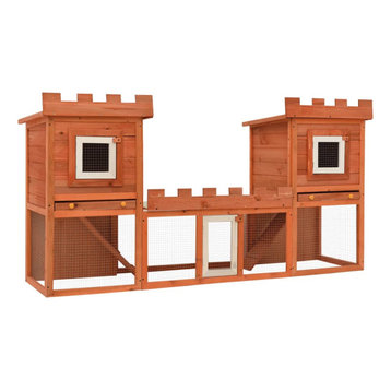 vidaXL Deluxe Rabbit Hutch Wooden Outdoor Pet House Chicken Coop Poultry Cage