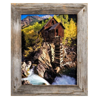 4x6 Barnwood Picture Frame, Homestead Narrow 1.5 inch Flat Rustic Reclaimed Wood Frame