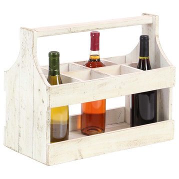 Rustic 8-Bottle Wooden Table Top Wine Holder, White