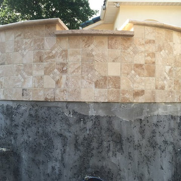 Complete Renovation adding a spa and Sunshelf,kitchen,vein cut Ivory Travertine
