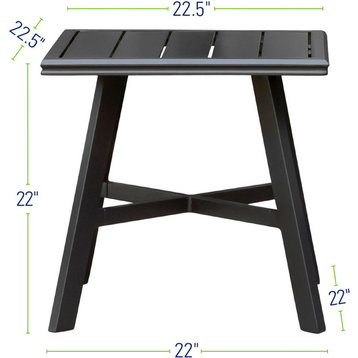 All-Weather Aluminum 22" Square Slat-Top Side Table