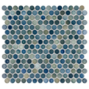 Hudson Penny Round Lagoon Porcelain Floor and Wall Tile